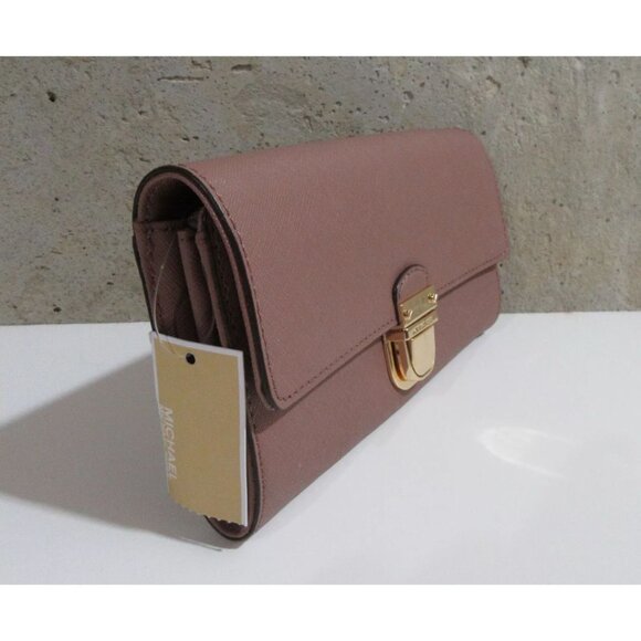 Michael Kors Bridgette Saffiano Leather Flap Wallet Dusty Rose - Picture 6 of 6
